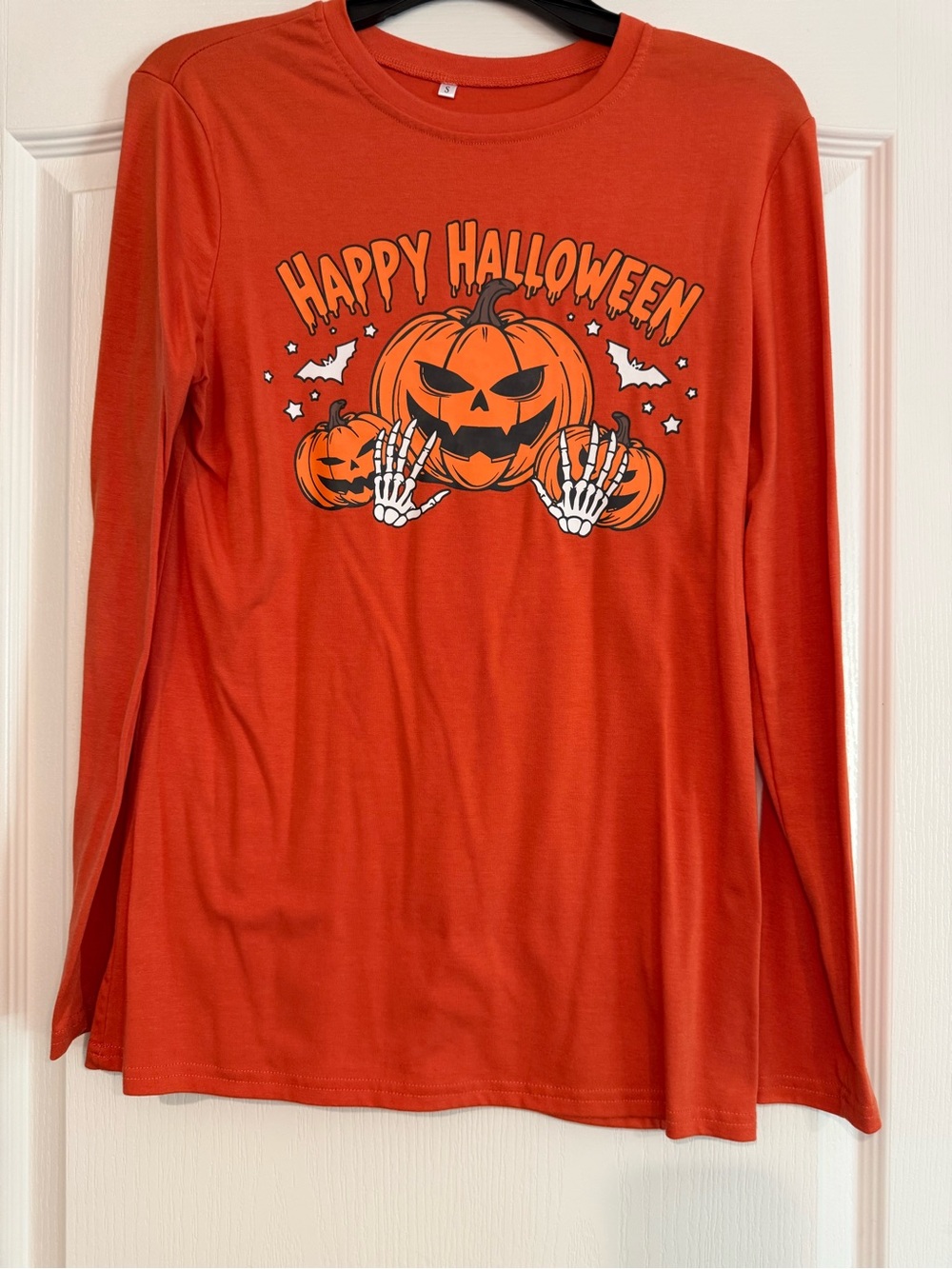Women's Orange 'Happy Halloween' Long-Sleeve Tee